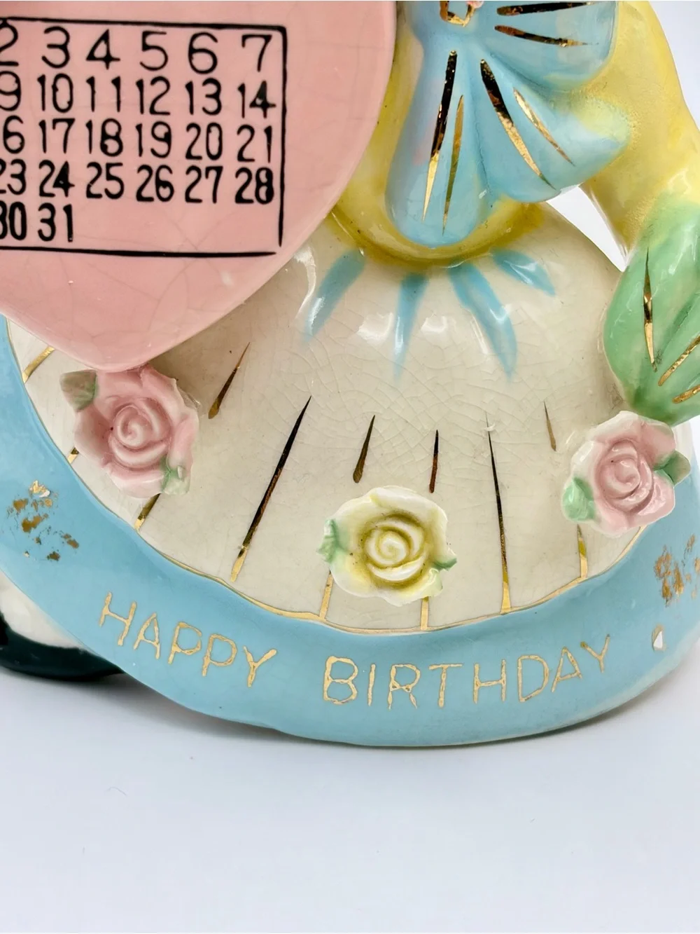 Vintage, 1950’s, Bristol, Happy Birthday Girl, Calendar, Yellow Dress, Vase